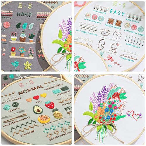 Culberta Embroidery Kit for Adults Beginner, Needlepoint Kits, Cross Stitch Craft Set with HD Video Tutorials, Hand DIY Art Supplies for Gifts (B) - color: Love bouquet