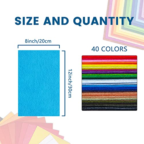 Jtnohx Stiff Felt Sheets Felt Fabric for Crafts 8"x12" 40 Colors - size: 8 x 12 inches