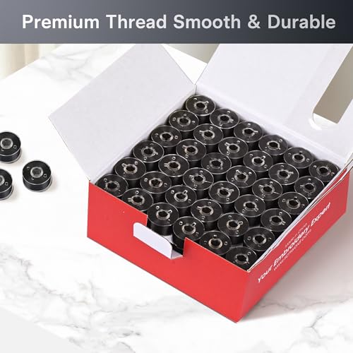 BAI Prewound Embroidery Bobbins Type L 144pcs (75D/2) Black Plastic Sided - color: 144pcs 75D/2 Black