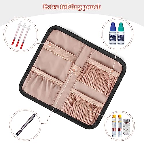Yarwo Diabetic Travel Case for Blood Glucose Monitor, Test Strips, Syringes - color: Black