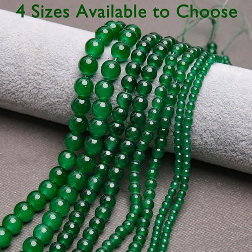 400PCs 4mm Deep Green Jade Glass Beads Bulk, Round Smooth Hole Glass Crystal Beads for Jewelry Making, DIY Bracelets, Necklaces, Bag Charms, Keychains and Craft Projects - color: Jade Deep Green, size: 4MM