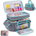 AMOIGEE Large 15" Double-Layer Sewing Organizer Bag w/Detachable Dividers - color: Grey