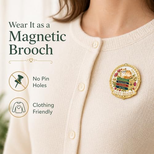 Magnetic Needle Minder for Cross Stitch, Cat Needle Keeper for Book Lover