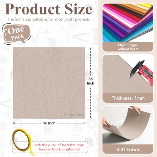 Tan Felt Fabric 36" x 36", 1 Square Yard Stiff Acrylic Felt Sheet - color: Tan, size: 36" X 36" (1 Yard)