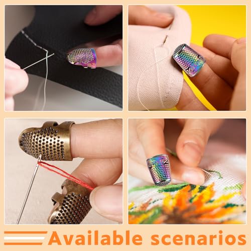 ZMAAGG Thimbles for Hand Sewing, 6 PCS Sewing Thimble, Metal Thimble - size: M-Primary Set