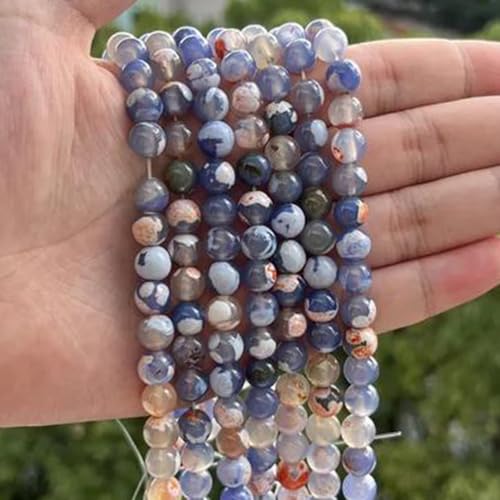 35pcs Round Loose Blue and Orange Fire Agate Beads for Bracelet Beads，10mm Gemstone Bead Round Loose Stone Beads for Jewelry Making DIY Bracelet Necklace Earrings - color: blue and orange fire, size: 10mm