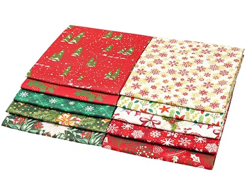Craftido -25 Options- 100% Cotton Quilting Fabric Bundles 10pcs Fat Quarters 18”x21”-Medium Weight 5.2 oz- Soft Cotton for Quilting, Sewing Project, Patchwork, DIY Crafts – Winter Christmas - color: Winter Christmas