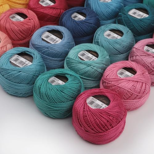 40 Colors Size 8 Double Mercerized Egyptian Long Staple Cotton Pearl Thread 5 Grams Ball Rainbow Color Embroidery Thread for Crochet Hardanger Cross Stitch Hand Embroidery (40C) - color: 40C