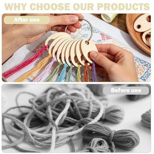100 Pieces Floss Drops Cross Stitch Silk,1.97 * 1.38 Inches Cross Stitch Thread,Embroidery Floss Bobbins,Wood Thread Drops,Wood Bobbins,Embroidery Bobbin Thread Suitable for DIY Sewing Thread Storage