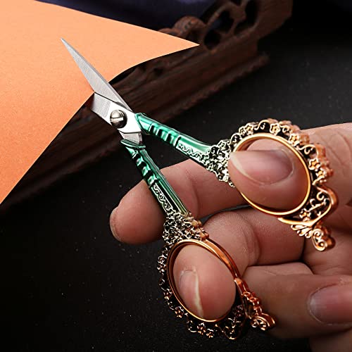Small Sewing Scissors, Sharp Embroidery Shears - color: Gold Green