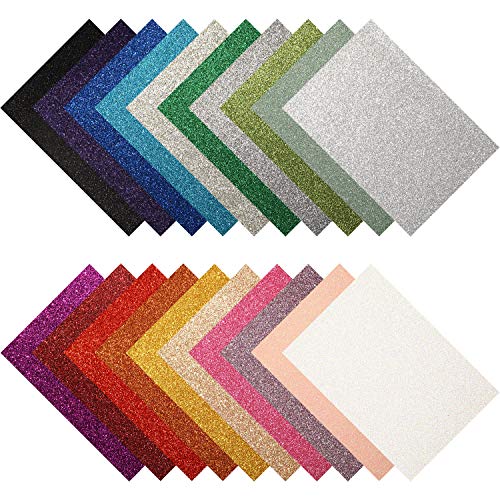 WILLBOND 20 Pcs Shiny Glitter Faux Leather Sheets for Crafts,8.3'' x 11.8''