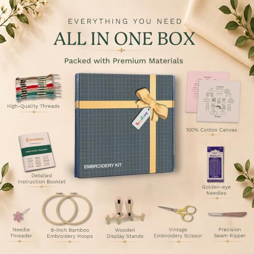 Bradove Beginner Embroidery Kit for Adults and Kids