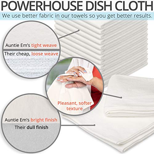 Aunti Em's Kitchen Flour Sack Dish Towels - Natural Cotton for Embroidery and Drying Glass, Hand, Dinnerware - Plain, Thick, Zero-Lint, Highly Absorbent - Set of 13, 27 x 27 Inch, Unbleached Tan - color: Unbleached Tan