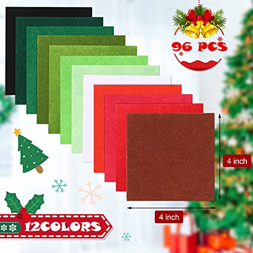 Tatuo 96 Pcs Christmas Stiff Felt Fabric Sheets, 12 Colors - color: 12 Colors