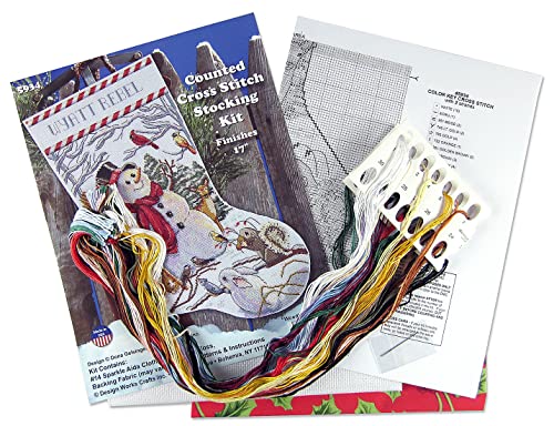 Woodland Snowman Counted Cross Stitch Stocking Kit