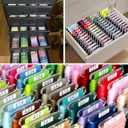 Hamtery 500 Pcs Acrylic Embroidery Floss Bobbins with Numbers & Color
