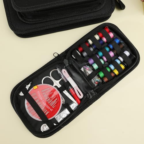 67-Piece Set Portable Travel Sewing Kit with Needles Threads Scissors Pins Tape Measure Storage Bags DIY Embroidery Handwork