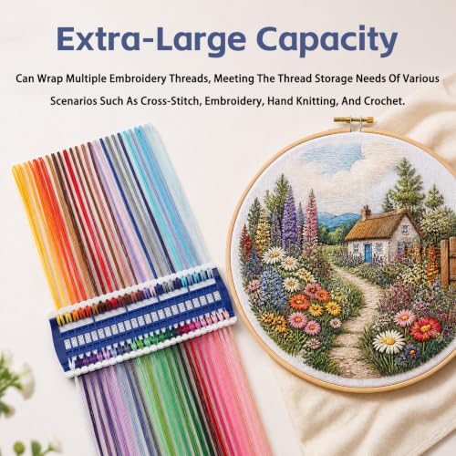 50 Position Embroidery Floss Organizer Thread Organizers with 15P Card - color: Blue