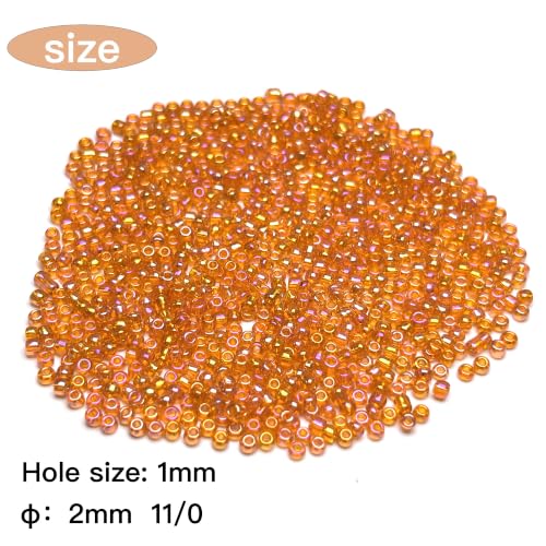 GLRXMX 2100Pcs Glass Beads 2mm Round Seed Beads for Jewelry Making - color: orange
