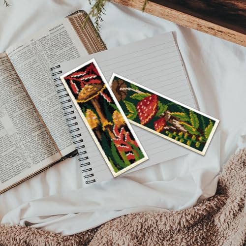 ORIGACH 6 Set Mushroom Plants Cross Stitch Bookmark Kit for Beginner - style: Mushroom