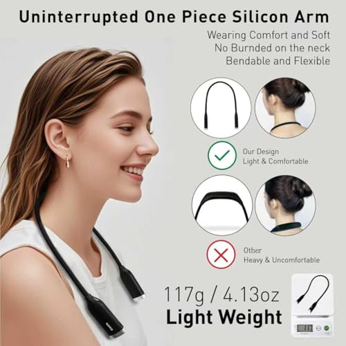 Neck Reading Light, 3 Color & Brightness Adjustable Book Light for Reading in Bed, Hands-Free, Lightweight, USB C Rechargeable, Eye-Caring, Perfect for Crafts, Camping, Kids & Adults (black) - color: Black