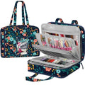 FINPAC Sewing and Craft Supplies Storage Tote Bag with Clear Pockets - color: Navy Bloom