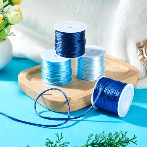 Elecrelive 40 Yards Rattail Satin Cords Blue Nylon String Beading String - color: Blue, 2mm