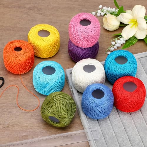 MECCANIXITY Crochet Thread Pearl Cotton Size 3 Champagne 164 Yards for Crocheting Tatting Knitting Embroidery Sewing - color: Champagne