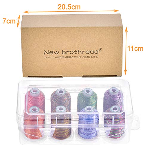 New brothread 8 Spools Embroidery Machine Thread with Box Variegated Color1 - color: Variegated Color1