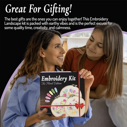 Unwynd Embroidery Kit Floral for Adults and Beginners, Cross Stitch Crafts - style: Pack of 3 - Floral Edition