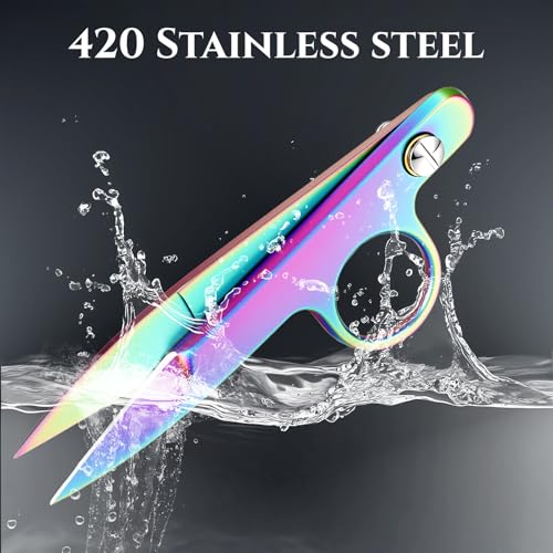 1 Pcs Mini Upgrade Sewing Scissors Fabric Thread Snips Scissors for Sewing Tiny Premium Tailor with Protective Cover Supplies Cutting Clothes Fishing Line Fabric Yarn (Colour Painting) - color: Colour Painting
