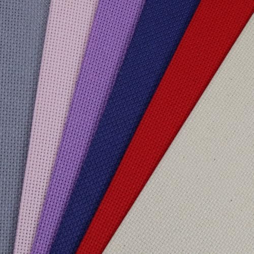 KCS 6 pc of 12" x 18" (30cmx45cm) 18 Count Cotton Aida Cloth Cross Stitch Fabric (18CT-J) - color: 18ct-j