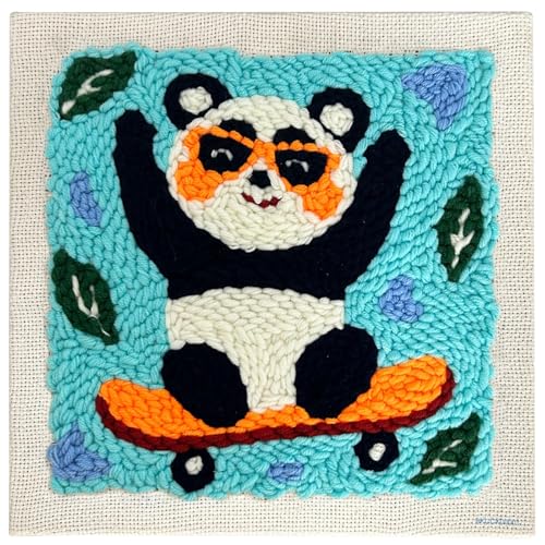 ZuoAnLF Punch Needle Kit with Hoop for Beginners, DIY Handmade Punch Needle Set with Yarn and Pattern Fabric, Relaxing Craft Activity for Adults and Teens, Home Décor & Gift Idea (Panda) - color: Panda