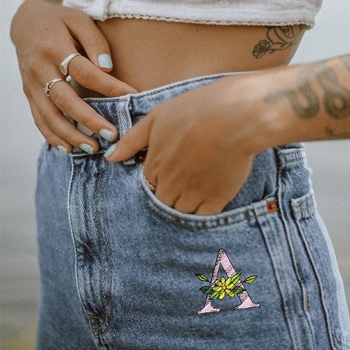 BENECREAT 4 Style 104PCS A-Z Flower Alphabet Water Soluble Hand Sewing Stabilizers, Boho Pattern Tear Away Embroidery Stabilizers for Carves, Shirts, Coats, Bags, Towels - color: A-z Flower Alphabet
