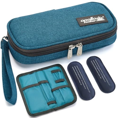 apollo walker Insulin Cooler Travel Case with Ice Packs and Insulation - color: Teal, size: Small