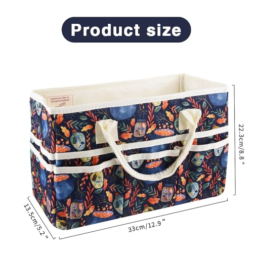 Craft Organizer Tote Bag with Multiple Pockets,Scrapbooking Art Storage - color: Black Magic