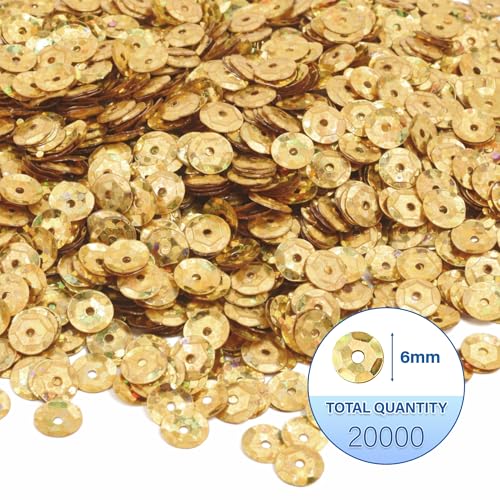 Mandala Crafts 6mm Cup Holographic Beige Sequins for Sewing Embroidery - color: Holographic Beige, size: 6mm Cup Sequins
