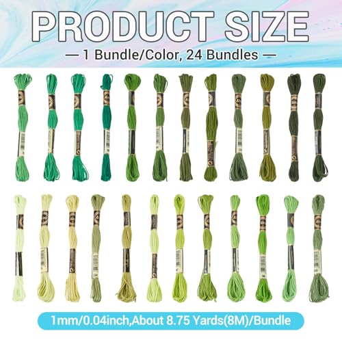 FASHEWELRY 210 Yards Embroidery Thread Bulk Green Handmade 6-Ply Polyester Embroidery Floss 1mm Crewel Cross Stitch Threads for Jewelry Making Sewing Holiday Decorations Crafts DIY Projects - color: Green, size: 1mm
