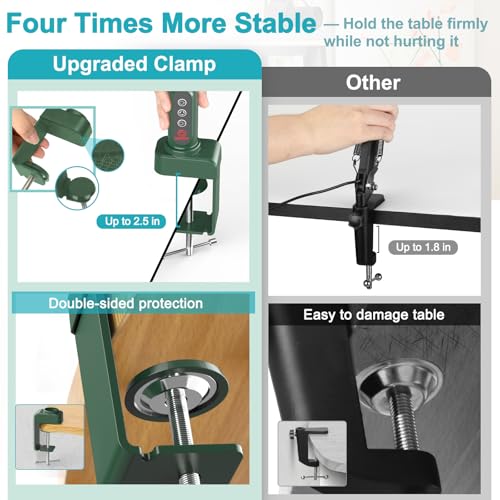 10X Magnifying Glass with Light and Clamp, 5 Color Modes Stepless Dimmable Lighted Magnifier with Stand, Flexible Gooseneck LED Desk Lamp Hands Free for Craft Painting Hobby Close Work - Green - color: Green, size: 10X