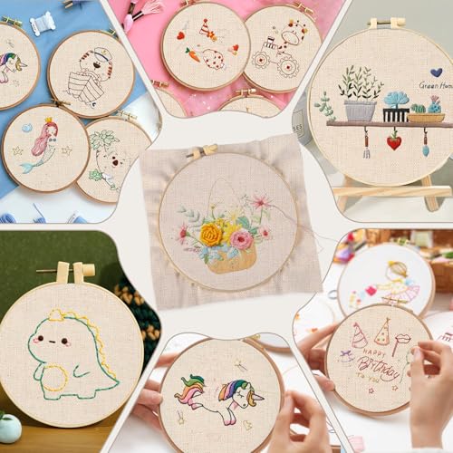 10 PCS Beige Linen Needlework Embroidery Fabric Cloth (20 × 20 Inch) - size: 20 × 20 Inch