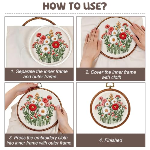 LOYORTY 15PCS Round Embroidery Hoops 6 Inch Imitated Wood Embroidery Frame Plastic Display Frame Ring Cross Stitch Hoops - size: 6 Inch