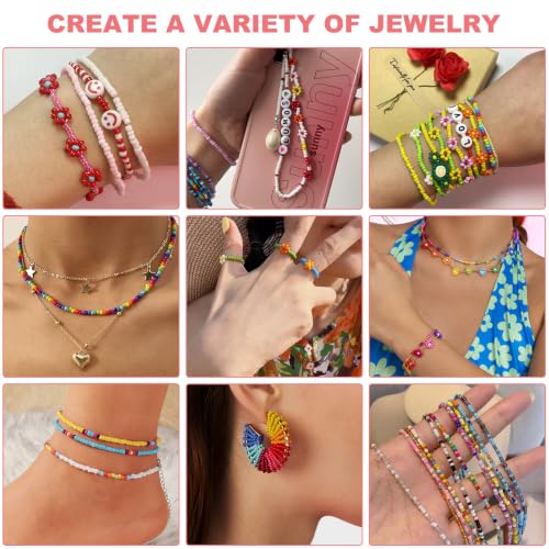 Redtwo 4mm Glass Beads for Jewelry Making, 24 Colors Bracelet Making Kit - size: 4mm