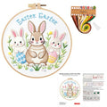 ELTONGUU Embroidery Kit for Beginners Adult, Rabbit Pattern Embroidery Kit Easter Themed Include Embroidery Cloth Hoops Threads, Cross Stitch Kits for Craft Lover Hand Stitch - color: 3 Rabbit