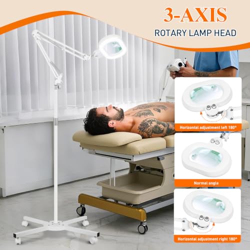 2200 Lumens 12X 30X Esthetician Magnifying Lamp, 3-Axis Magnifier - color: White, size: 12X 30X