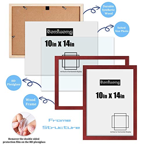10x14 inch Wood Picture Frames for Wall Hanging,Diamond Painting Frames Rectangle Baby Scan Picture Frame for Family Walls Decoration,Anniversary,Wedding,Christmas,Halloween,Shower,Certificate (Red) - color: Red, size: 10x14 inch