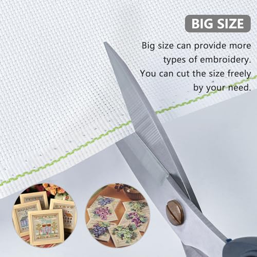 MYFAMIREA Cross Stitch Aida Fabric 11 Count, 59 by 39 Inch Large Size, Classic Reserve Cross Stitch Aida Cloth for Home DIY Embroidery Decoration - color: White, size: 11 CT 59 x 39In
