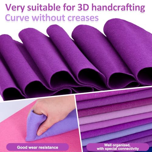 XSEINO 13 Rolls 8"x35" 1.4mm Thick Soft Felt Fabric Sheet 13 Assorted Purple Series Colors Felt Pack for DIY Craft Sewing Squares Nonwoven Patchwork - color: Purple Hues