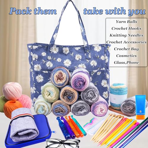 Crochet Bag Organizer Yarn Storage Organizer - color: Dark Blue