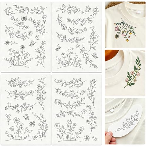 29Pcs Wildflower Vine Water Soluble Hand Sewing Stabilizers - style: Flower Vine B