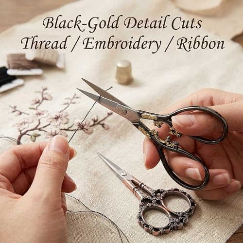 BIHRTC Vintage Plum Blossom Clouds Sewing Scissors for Embroidery, Sewing